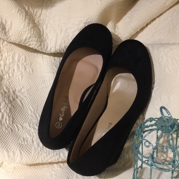 NWB Trendy Black Fabric Platform Heels Shoes 6 - Picture 7 of 8